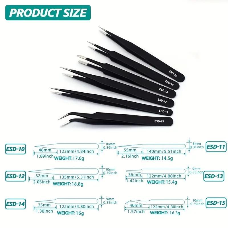 Electronics Repair Tool - 6 шт., набор прецизионных длинных пинцетов